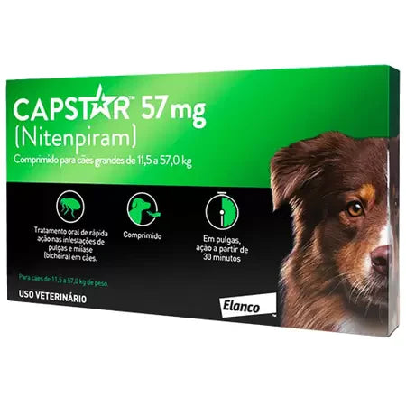 Antipulgas Elanco Capstar 57 mg para Cães acima de 11,4 Kg