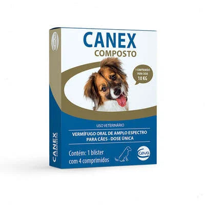 Vermifugo Ceva Canex Composto para Cães Cx Com 4 Comprimidos