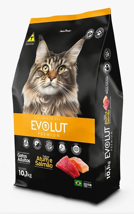 Ração Seca Evolut Gatos Adultos Atum e Salmão - 10,1kg