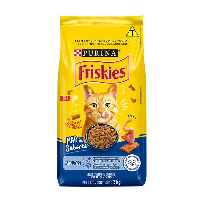 Ração Seca Nestlé Purina Friskies Peixe & Frutos do Mar para Gatos Adultos - 10,1kg