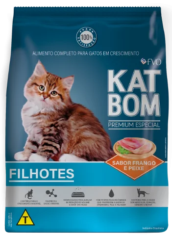 Ração Seca Katbom Premium Especial Filhotes Frango, Peixe e Leite - Sem Corante