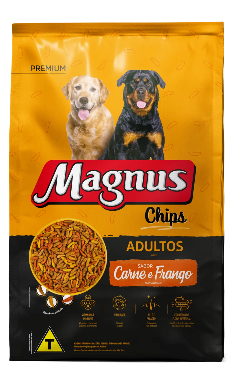 Ração Seca Magnus Premium Adulto Chips - Carne e Frango