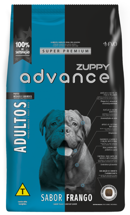 Ração Seca Zuppy Super Premium Advance, Cães Adultos, Portes Médios e Grandes - Frango 15kg