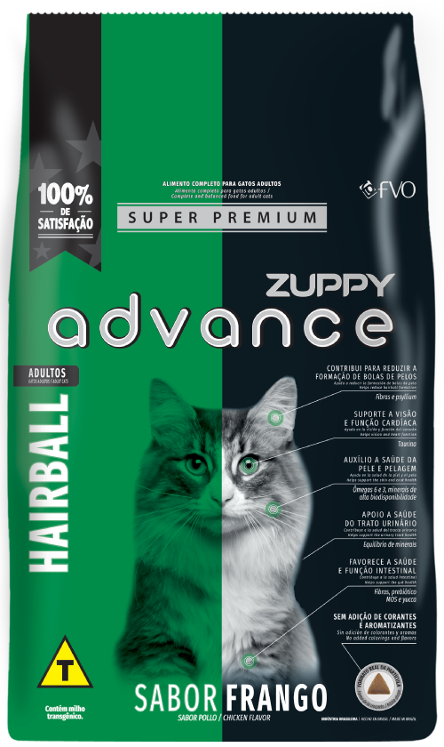 Ração Seca Zuppy Advance Gatos Adultos Hairball