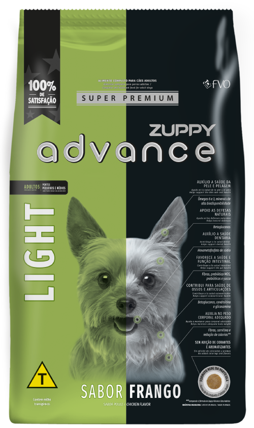 Ração Seca Zuppy Advance Adulto Ligth Frango Porte Pequeno e Médio