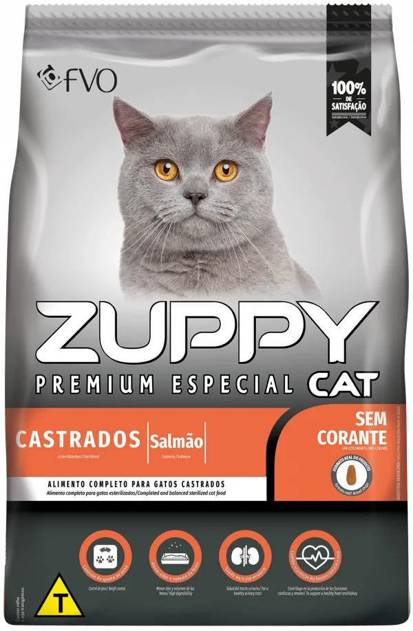 Ração Seca Zuppy Salmão Para Gato Castrados