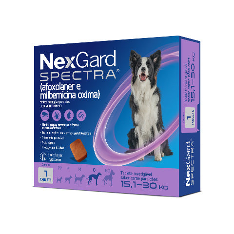 Antipulgas e Carrapatos NexGard Spectra para Cães de 15,1 a 30 Kg