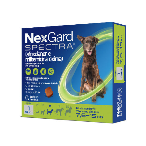 Antipulgas e Carrapatos NexGard Spectra para Cães de 7,6 a 15 Kg